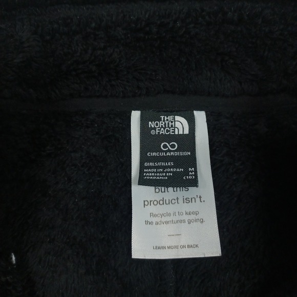 North Face Jacket Girls Medium Black Fleece Full Zip Outdoor Logo Casual Pocket - Picture 4 of 8